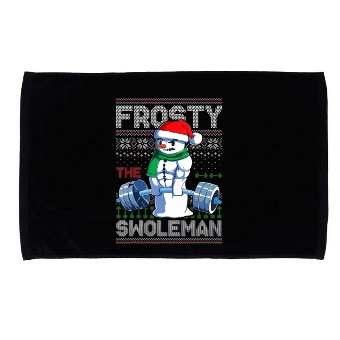 Frosty the Swoleman Ugly Christmas Sweater Funny Snowman Gym Microfiber Hand Towel