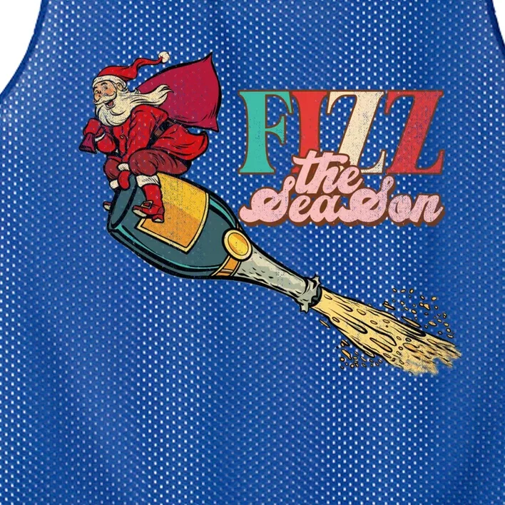 Fizz The Season Be Merry Santa Claus Xmas Champagne Gift Mesh Reversible Basketball Jersey Tank