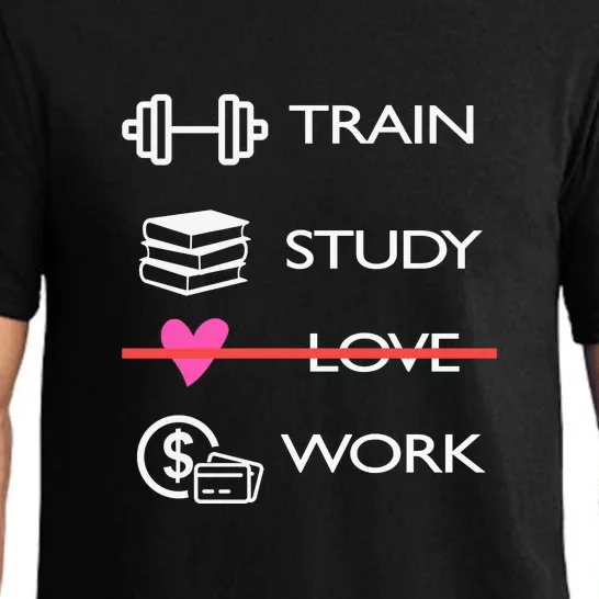 Funny Train Study Love Work Pajama Set