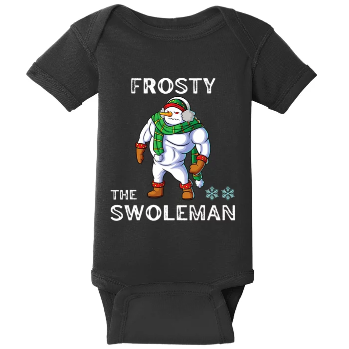 Frosty The Swoleman Funny Fitness Gym Training Christmas Baby Bodysuit