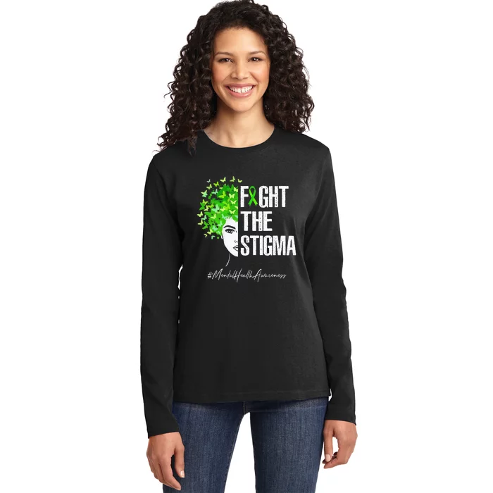 Fight The Stigma Mental Health Awareness Gift Ladies Long Sleeve Shirt