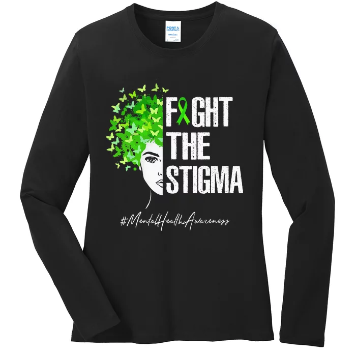 Fight The Stigma Mental Health Awareness Gift Ladies Long Sleeve Shirt