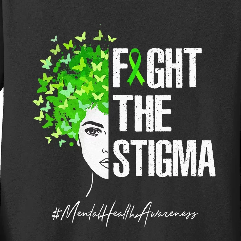 Fight The Stigma Mental Health Awareness Gift Kids Long Sleeve Shirt