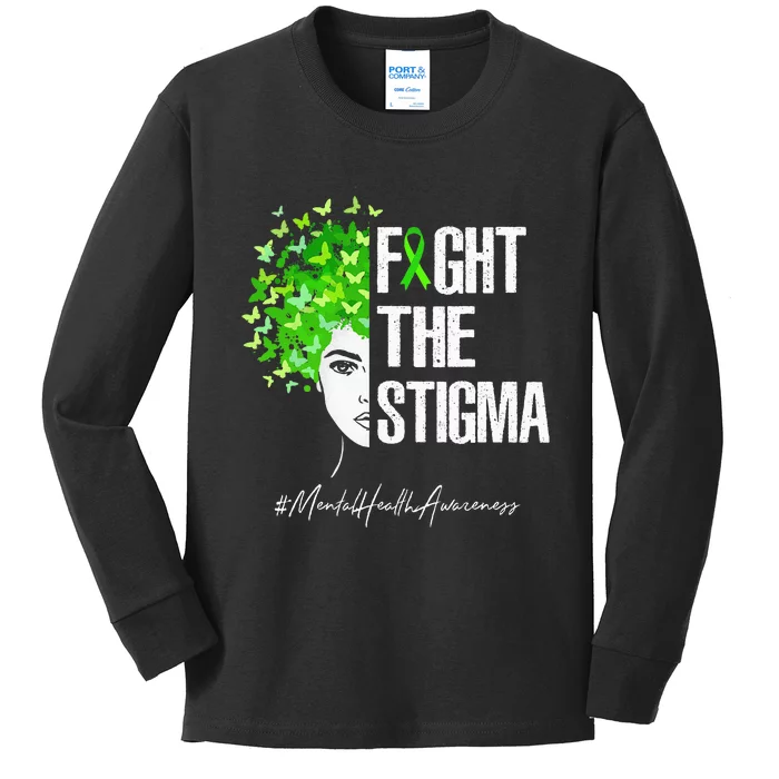 Fight The Stigma Mental Health Awareness Gift Kids Long Sleeve Shirt