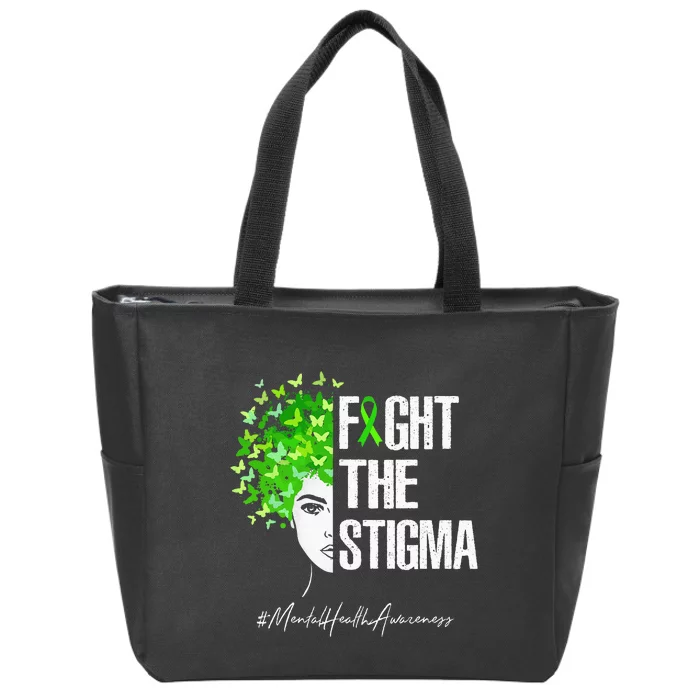 Fight The Stigma Mental Health Awareness Gift Zip Tote Bag