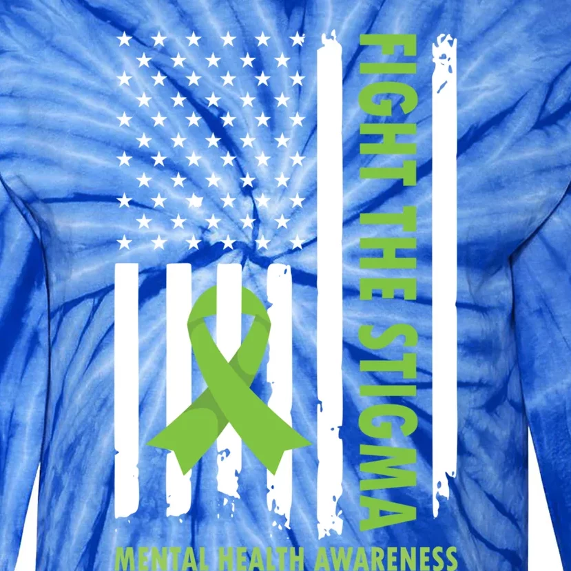 Fight The Stigma Usa Flag Tal Health Awareness Great Gift Tie-Dye Long Sleeve Shirt