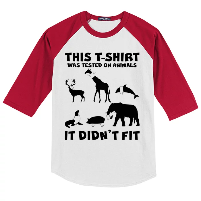 Funny This Shirt Was Tested On Animals It Didn't Fit Kids Colorblock Raglan Jersey