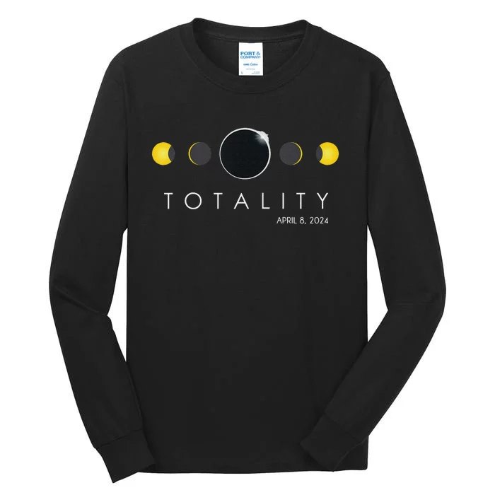 funny Total Solar Eclipse April 8 2024 Phases Tall Long Sleeve T-Shirt