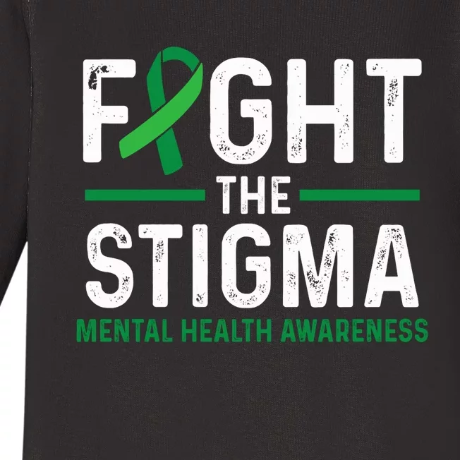 Fight The Stigma Mental Health Awareness Green Ribbon Baby Long Sleeve Bodysuit