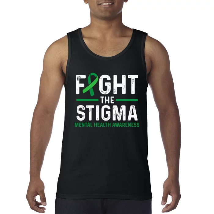 Fight The Stigma Mental Health Awareness Green Ribbon Tank Top