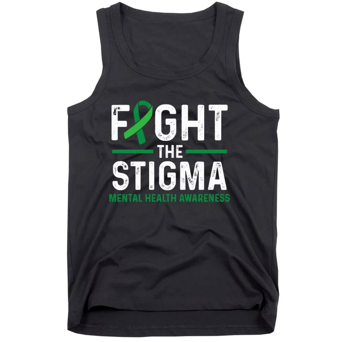 Fight The Stigma Mental Health Awareness Green Ribbon Tank Top