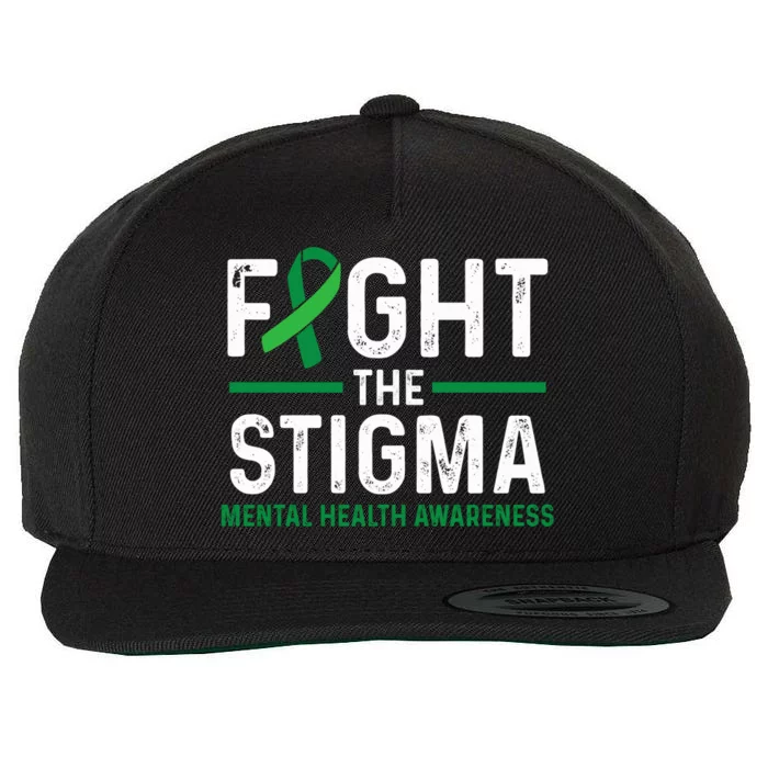 Fight The Stigma Mental Health Awareness Green Ribbon Wool Snapback Cap