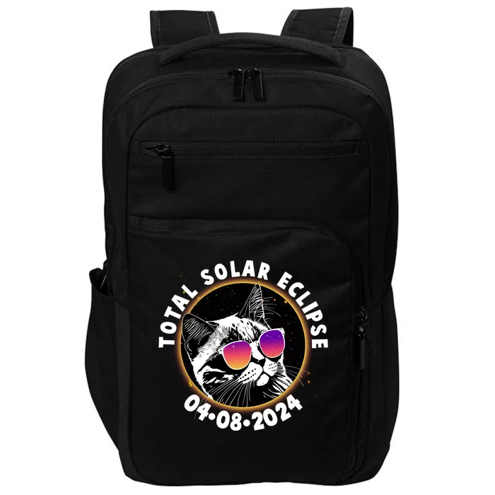 Funny Total Solar Eclipse April 8 2024 Sunglasses Cat Impact Tech Backpack