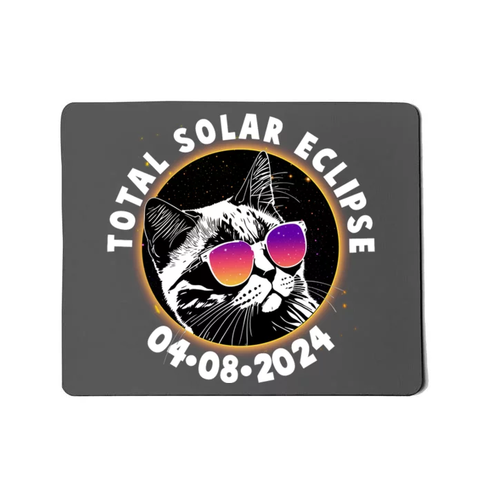 Funny Total Solar Eclipse April 8 2024 Sunglasses Cat Mousepad