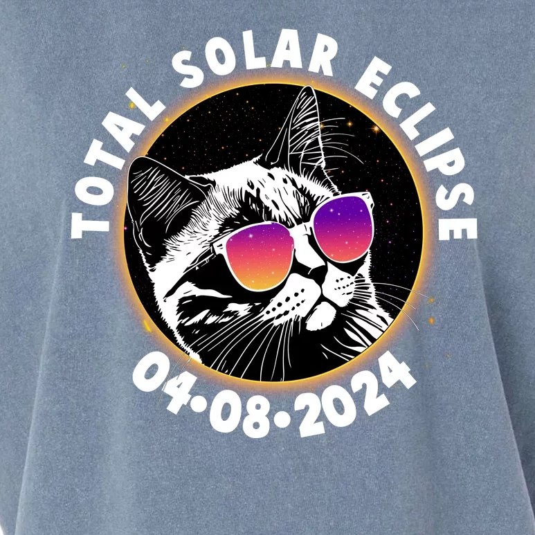 Funny Total Solar Eclipse April 8 2024 Sunglasses Cat Garment-Dyed Women's Muscle Tee