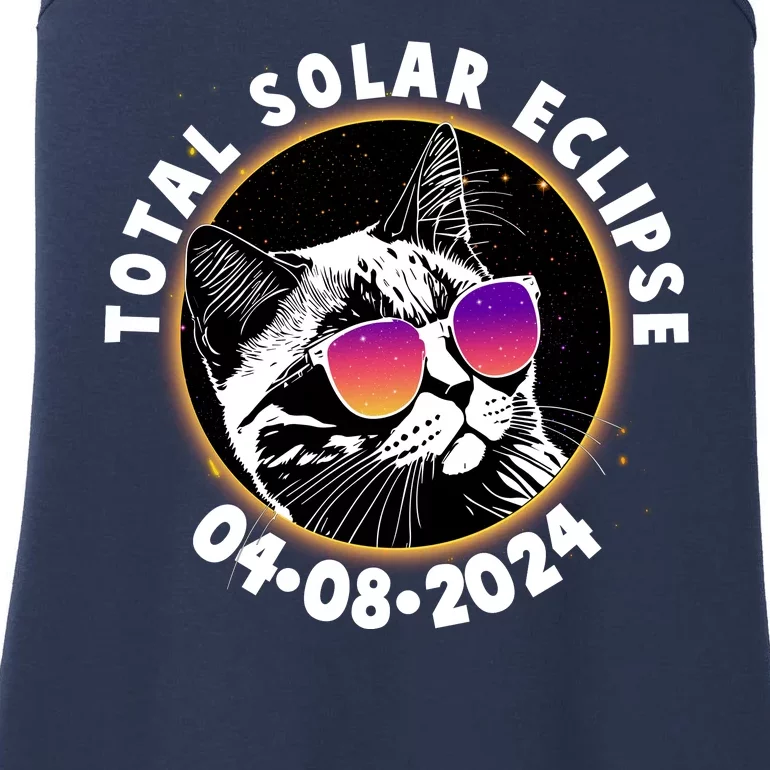 Funny Total Solar Eclipse April 8 2024 Sunglasses Cat Ladies Essential Tank