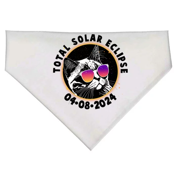 Funny Total Solar Eclipse April 8 2024 Sunglasses Cat USA-Made Doggie Bandana