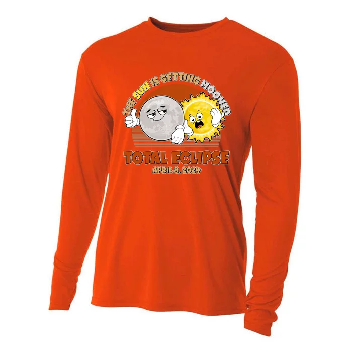 Funny Total Solar Eclipse The Sun Is Getting Mooned April 8 2024 Cooling Performance Long Sleeve Crew