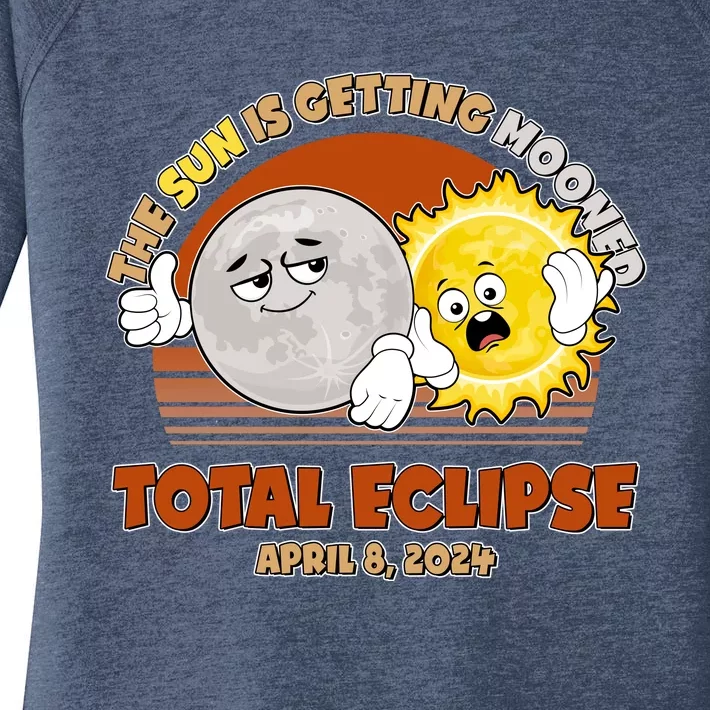 Funny Total Solar Eclipse The Sun Is Getting Mooned April 8 2024 Women's Perfect Tri Tunic Long Sleeve Shirt