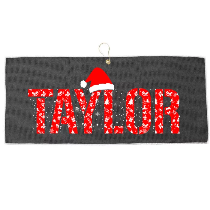 Funny Taylor Santa First Name Christmas Taylor Large Microfiber Waffle Golf Towel