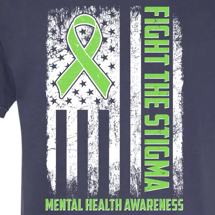 Fight The Stigma Mental Health Awareness Distressed USA Flag Garment-Dyed Heavyweight T-Shirt