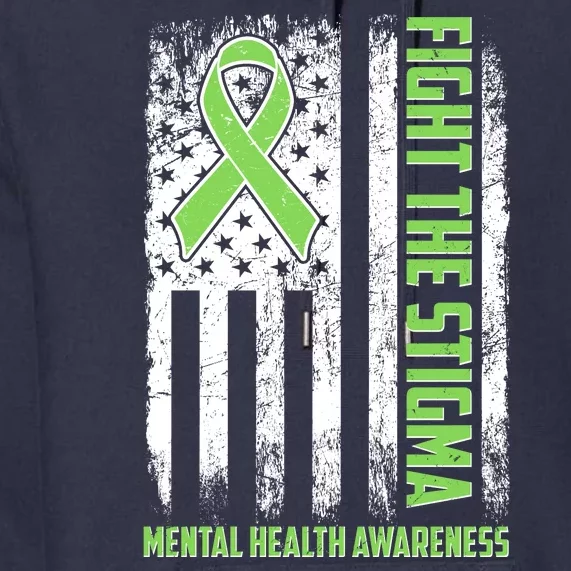 Fight The Stigma Mental Health Awareness Distressed USA Flag Premium Hoodie