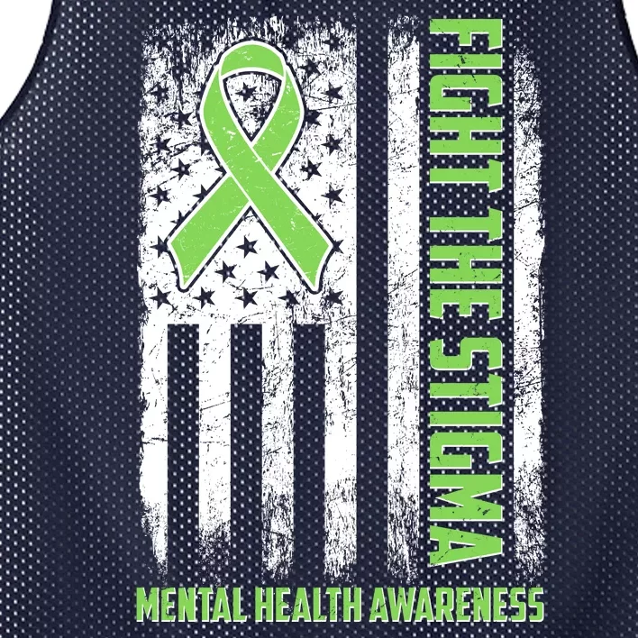 Fight The Stigma Mental Health Awareness Distressed USA Flag Mesh Reversible Basketball Jersey Tank