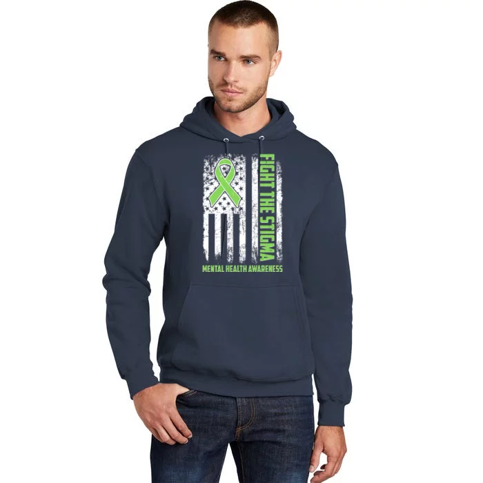 Fight The Stigma Mental Health Awareness Distressed USA Flag Tall Hoodie