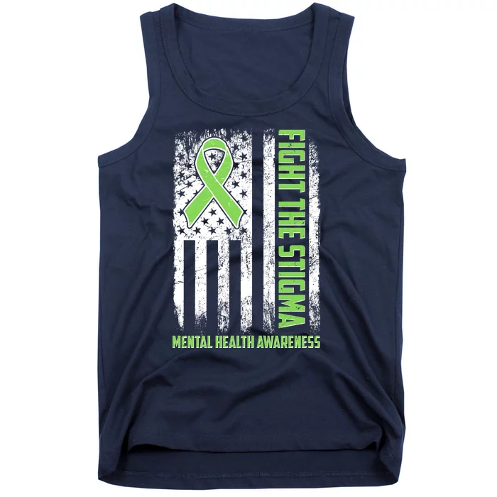 Fight The Stigma Mental Health Awareness Distressed USA Flag Tank Top