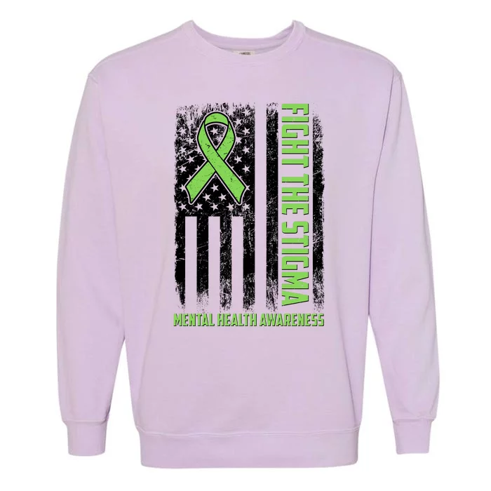 Fight The Stigma Mental Health Awareness Distressed USA Flag Garment-Dyed Sweatshirt