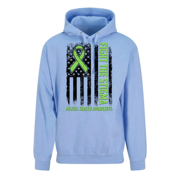 Fight The Stigma Mental Health Awareness Distressed USA Flag Unisex Surf Hoodie