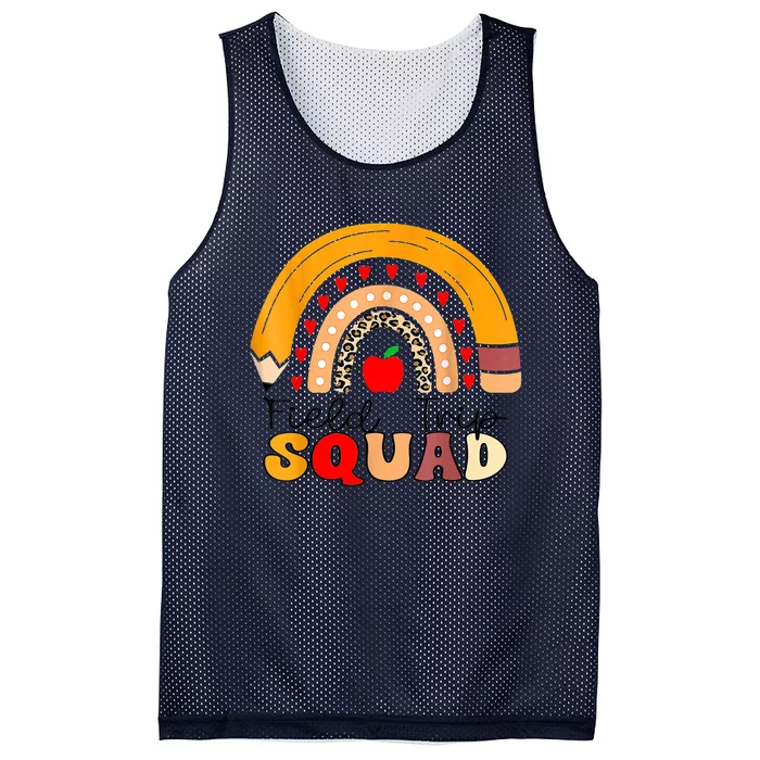 Field Trip Squad Rainbow Leopard Last Day Of School Teacher Mesh Reversible Basketball Jersey Tank