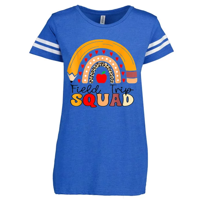 Field Trip Squad Rainbow Leopard Last Day Of School Teacher Enza Ladies Jersey Football T-Shirt