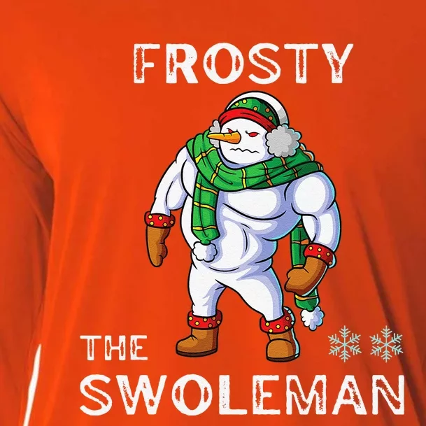 Frosty The Swoleman Funny Fitness Gym Training Christmas Cooling Performance Long Sleeve Crew