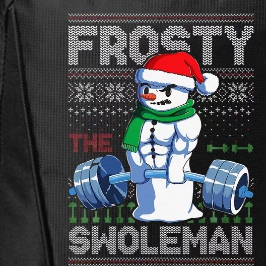 Frosty The Swoleman Ugly Christmas Funny Funny Snowman Gym City Backpack