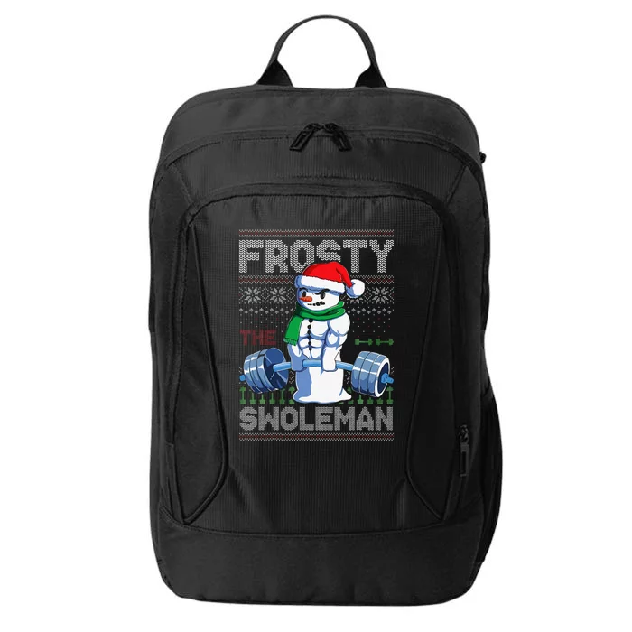 Frosty The Swoleman Ugly Christmas Funny Funny Snowman Gym City Backpack