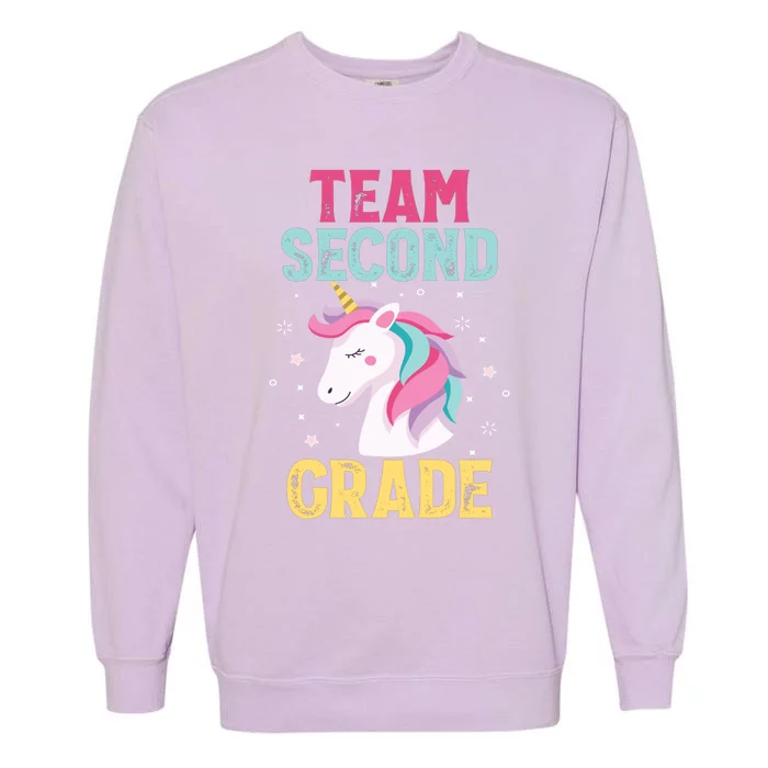 Funny Team Second Grade Unicorn Gift School Teacher Great Gift Garment-Dyed Sweatshirt