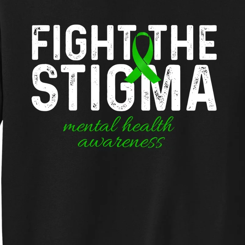 Fight The Stigma Mental Health Awareness Messy Bun Ribbon Tall Sweatshirt