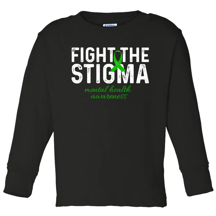 Fight The Stigma Mental Health Awareness Messy Bun Ribbon Toddler Long Sleeve Shirt