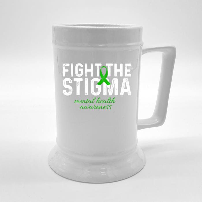 Fight The Stigma Mental Health Awareness Messy Bun Ribbon Front & Back Beer Stein