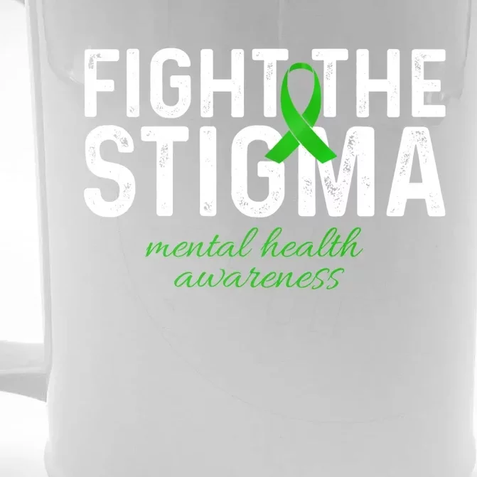 Fight The Stigma Mental Health Awareness Messy Bun Ribbon Front & Back Beer Stein