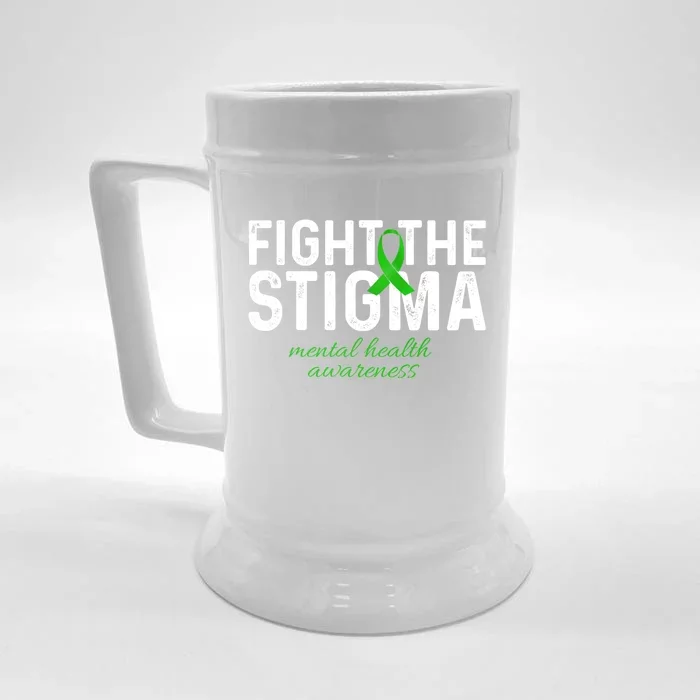 Fight The Stigma Mental Health Awareness Messy Bun Ribbon Front & Back Beer Stein