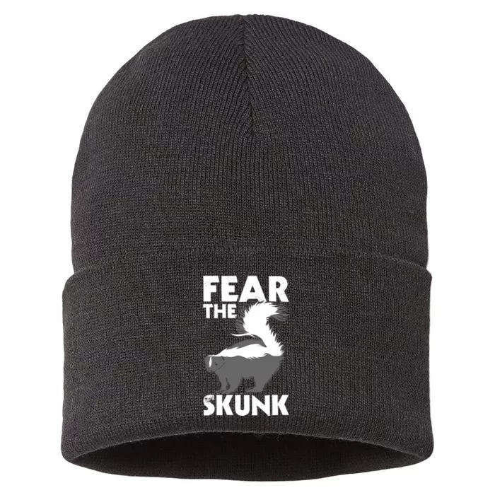 Fear The Skunk Zoologist Zookeeper Wildlife Animal Lover Sustainable Knit Beanie