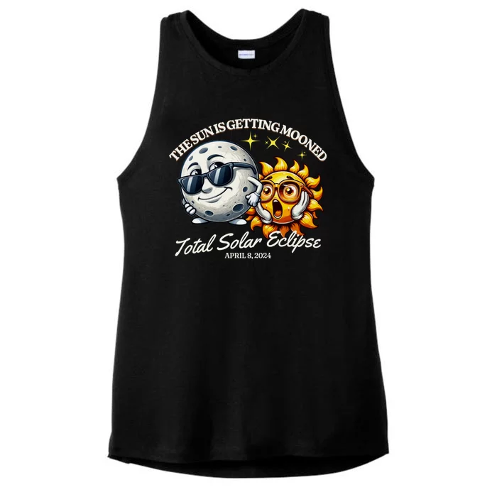 Funny The Sun Is Getting Mooned Total Solar Eclipse April 08 2024 Ladies Tri-Blend Wicking Tank