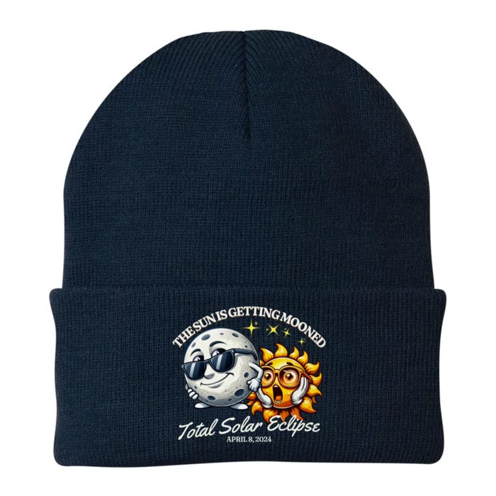 Funny The Sun Is Getting Mooned Total Solar Eclipse April 08 2024 Knit Cap Winter Beanie