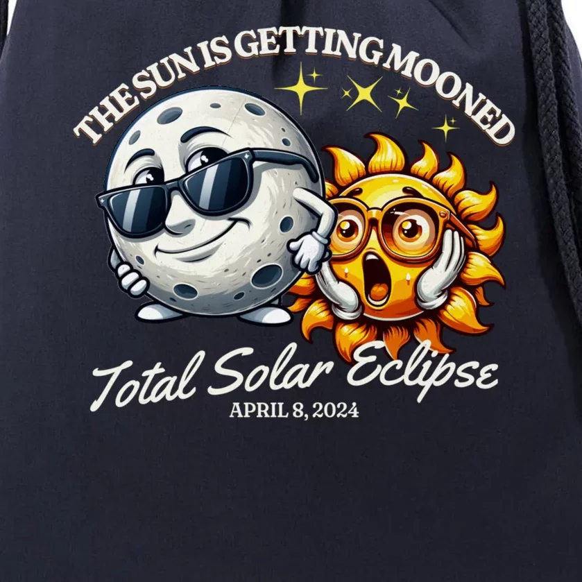 Funny The Sun Is Getting Mooned Total Solar Eclipse April 08 2024 Drawstring Bag