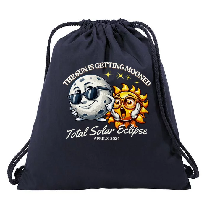 Funny The Sun Is Getting Mooned Total Solar Eclipse April 08 2024 Drawstring Bag