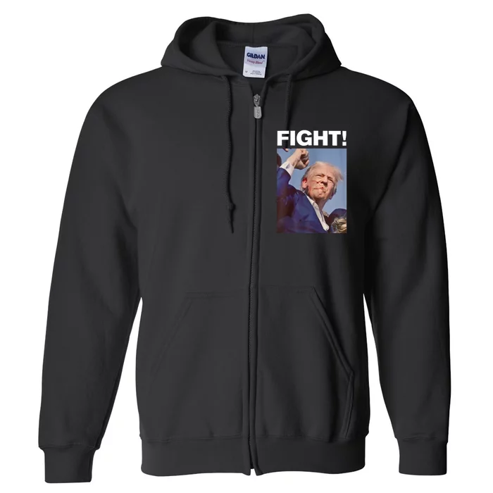 Fight! Trump Shot Trump Rally Full Zip Hoodie