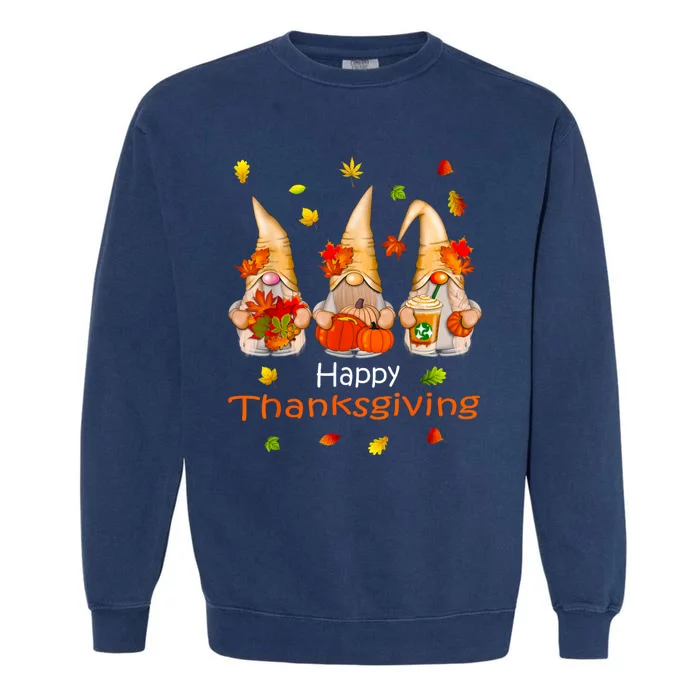 Funny Thanksgiving Shirts Gnome Gnomies Lover Garment-Dyed Sweatshirt