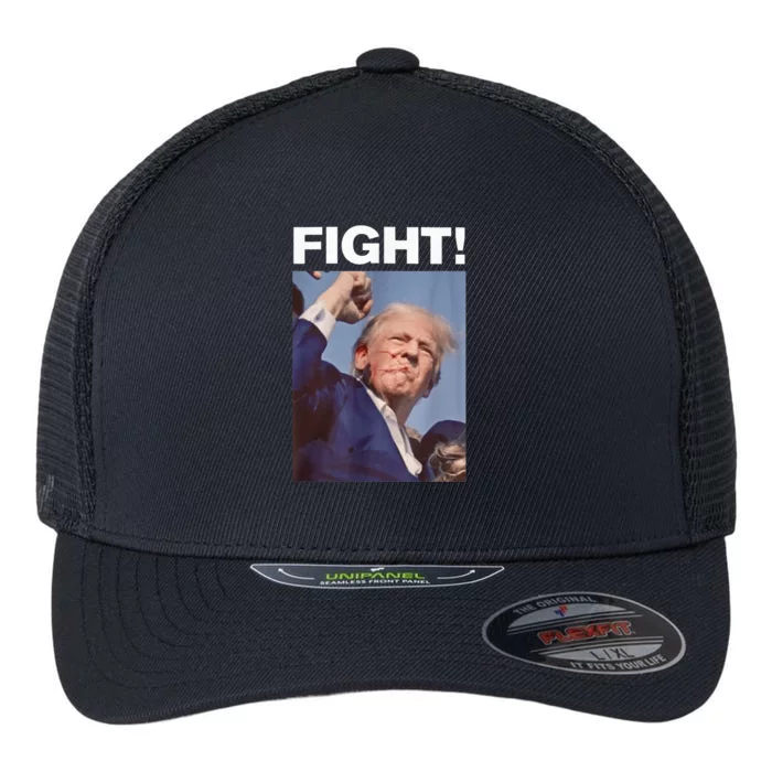 Fight! Trump Shot Trump Rally Trump 2024 Us Flag Donald Trump Election Rally Flexfit Unipanel Trucker Cap